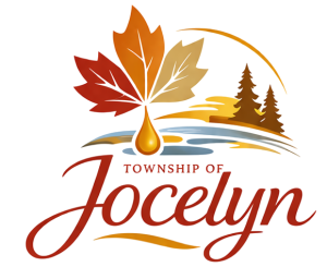 Jocelyn Township Logo showing the name, maple leaf and trees