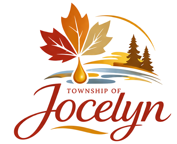 Jocelyn Township Logo showing the name, maple leaf and trees