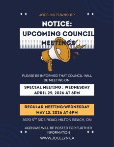 Poster concerning upcoming Council Meetings on April 29th and May 13th
