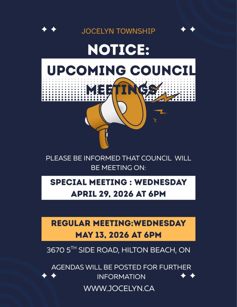 Poster concerning upcoming Council Meetings on April 29th and May 13th