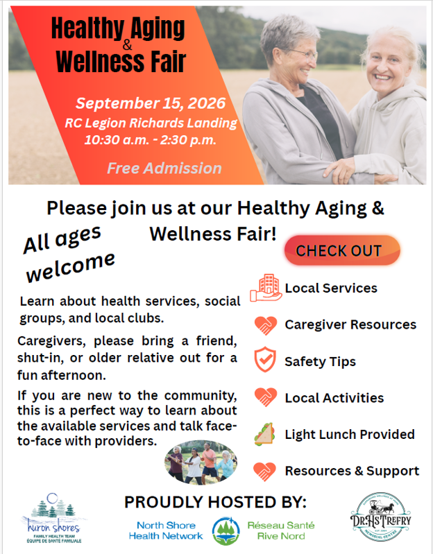 Poster describing the upcoming Healthy Aging & Wellness Fair being held on September 15th.